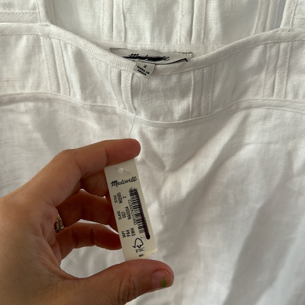 Madewell White Embroidered Tank Mini Linen Dress Pockets Eyelet 2 - Picture 8 of 12